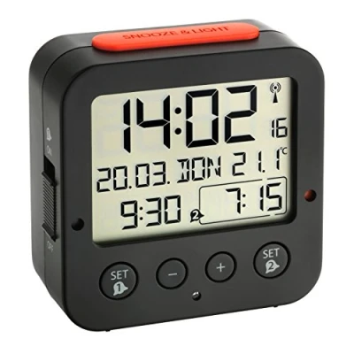 Afbeelding van TFA 60.2528.01 Bingo zwart afst.bed. wekker met temperatuur