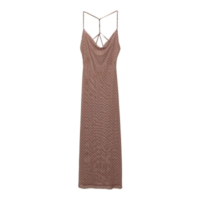Afbeelding van PULL&amp;BEAR Polka DOT MIDI Jurk, Dames, Maat: XS, Brown