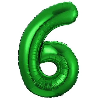 Afbeelding van Ballon Cijfer 6 Jaar Groen Folie Verjaardag versiering ballonnen Feest Met Rietje 36Cm