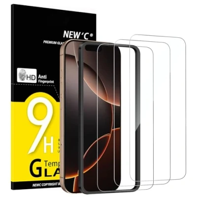 Afbeelding van NEW&#039;C 3 Stuks, Screen Protector voor iPhone 16 Pro (6,3 inch), Gehard Glass Schermbeschermer Film 0.33 mm Ultra transparant, resistent Eenvoudig installatiegereedschap inbegrepen