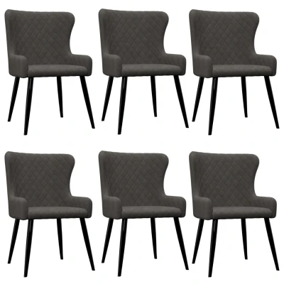 Afbeelding van Eetkamerstoelen 6 st fluweel grijs