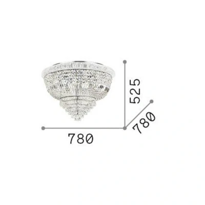 Afbeelding van Ideallux Ideal Lux plafondlamp Dubai, chroomkleurig, kristal, Ø 78 cm