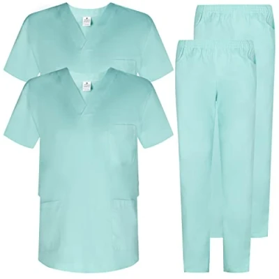 Afbeelding van Misemiya 2 stuks Set uniformen unisex blouse medisch uniform met bovendeel en broek Ref.2 8178, Turkoois, XXL