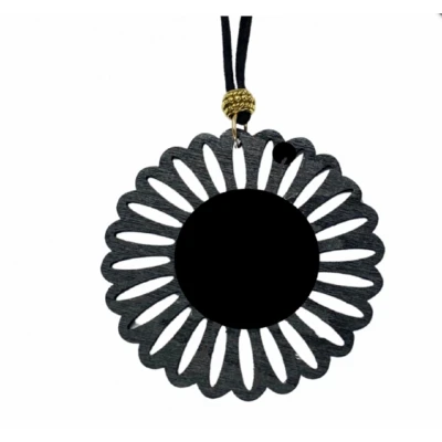 Afbeelding van Ketting zwart hout bloem verstelbaar Charme Bijoux