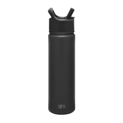 Afbeelding van Simple Modern Summit 650mL (22oz) Waterfles met herbruikbaar rietje Hydro vacuüm geïsoleerde 18/8 roestvrijstalen kolf brede mond Middernacht zwart