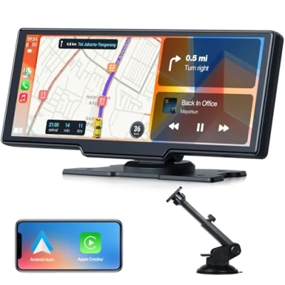 Afbeelding van Volam Draadloos Apple Carplay Android autodisplay met 9,26 inch scherm, Drive Play Auto touchscreen Draagbare autoradio Airplay, Siri/Google Auxiliary, Bluetooth 5.0, GPS navigatieapparaat, FM/AUX