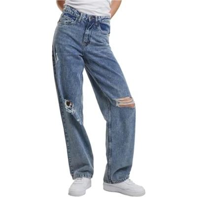 Afbeelding van Urban Classics Distressed 90&#039;s Denim vintage lightblue washed Wijde broek Taille, 32 inch Blauw