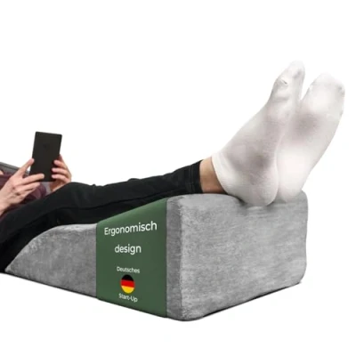Afbeelding van Ergonomisch aderkussen om de benen op te bergen, plat beenverhogingskussen, beensteun wigkussen, steunkussen voor en knieën, ideaal als lymfekussen aderwig