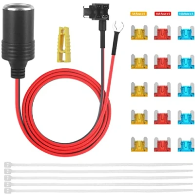 Afbeelding van BONATECH 1 m auto sigarettenaansteker met zekeringsset adapter Add a Circuit TAP adapterkabel 1,0 mm kabel 12 V zekeringhouder voor Micro Mini Standard ATM APM platte zekeringen (mini)