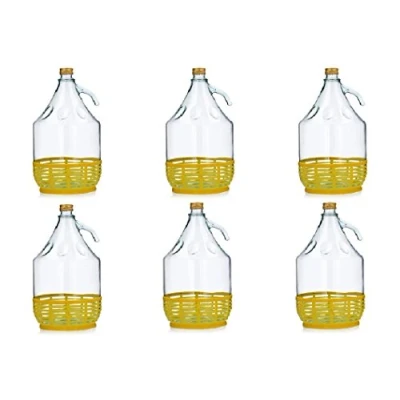 Afbeelding van Unbekannt 6 stuks 5 l glazen ballon met kunststof mand wijnballon gistballon fles