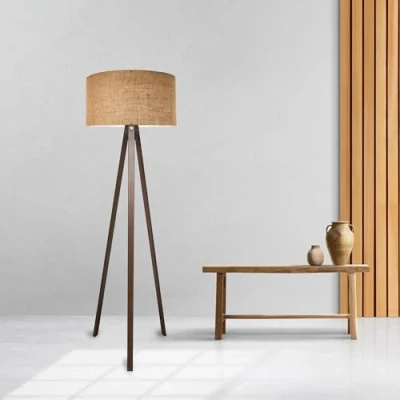 Afbeelding van lux.pro Staande lamp Newport vloerlamp 140 cm E27 houtkleurig en bruin