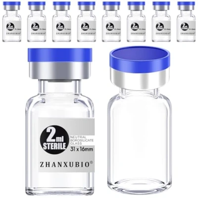 Afbeelding van ZHANXUBIO Steriele lege flesjes met zelfgenezende injectiepoort en aluminium plastic dop, steriel pakket (2 ml helder 10 stuks)