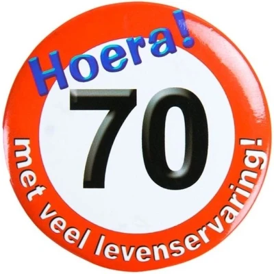 Afbeelding van Button klein 70 jaar Verkeersbord per stuk