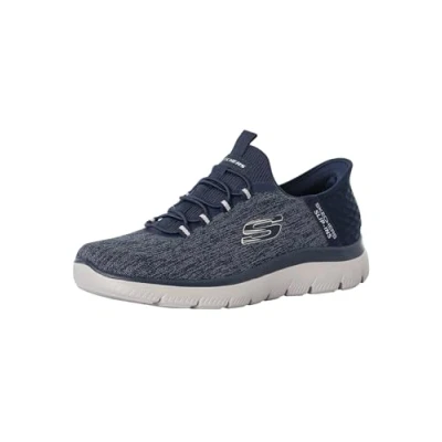Afbeelding van Skechers Slip ins: Summits Key Pace sneakers Blauw Maat: 47.5 Textiel/Textiel/Rubber Casual Lage met elastische veters