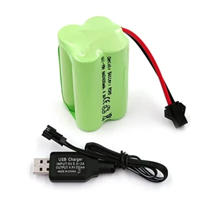 Afbeelding van Gecoty® 4,8 V Ni MH accu, 2400 mAh oplaadbare AA batterij (niet AAA) met SM stekker, geschikt voor op afstand bestuurd speelgoed, elektrisch gereedschap, huishoudelijke apparaten, USB oplaadkabel