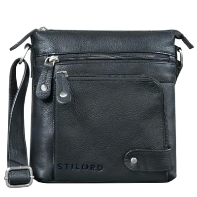 Afbeelding van STILORD &#039;Cameron&#039; Kleine Lederen schoudertas Vintage Boodschappentas tas DIN A5 8,4 inch Handtas Kruisbody bag Retro tas, Kleur:zwart