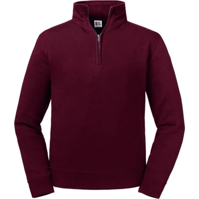 Afbeelding van Russell Heren Authentieke Zip Neck Sweatshirt (Bourgondië) Maat 2XL