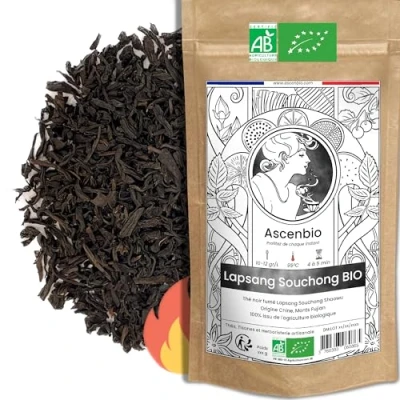 Afbeelding van Ascenbio Zwarte thee Biologische Lapsang Souchong 180 g los bereid en verpakt in Frankrijk biologisch afbreekbare verpakking