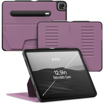 Afbeelding van Zugu case iPad Pro 12.9 Gen 5 &amp; 6 (2021/2022) oersterke luxe flip over volledige 360˚ bescherming met multifunctionele standaard functie geschikt voor Apple Pencil Berry