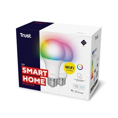 Afbeelding van Trust Smart Home Slimme WiFi RGB Ledlamp E27 (Dubbelpak)