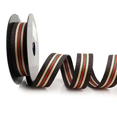 Afbeelding van Trimz Webbing, Polyester, Donkerbruin, Beige Groen Rood, 10m x 30mm