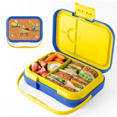 Afbeelding van BOZ bento Box voor kinderen, lunchbox kinderen van 3 tot 7 jaar, peuters, lekvrij, 4 vakken, lunchbox, vaatwasmachinebestendig, bentobox bouw