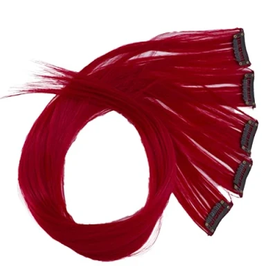 Afbeelding van CAISHA 60cm Kleurrijk Streng Highlights Clip In Extension Hair Extensions Steil Lang Haar Haarstukje Bordeaux BST114