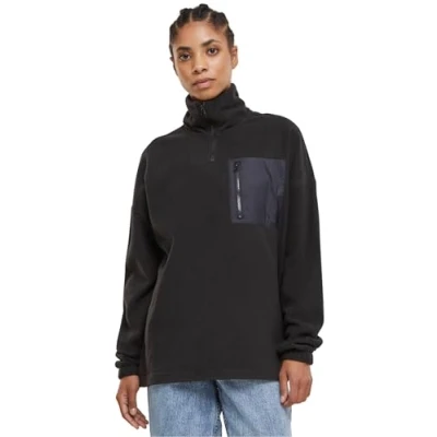 Afbeelding van Urban Classics Polar Troyer Fleece trui, Dames, Maat: Small, Black