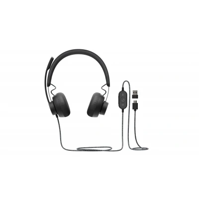 Afbeelding van Logitech Headset Zone Wired UC, USB, stereo oplaadkabel, zwart, zakelijk