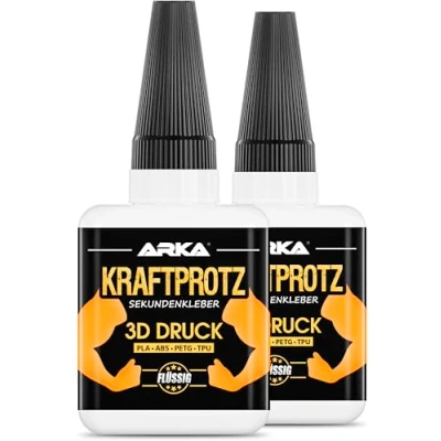 Afbeelding van Arka 2 x 50 g 3D print secondelijm extra sterk incl. speciale punt tegen uitdroging krachtdruppels vloeibare superlijm waterdicht PLA lijm, ABS PETG lijm &amp; TPU