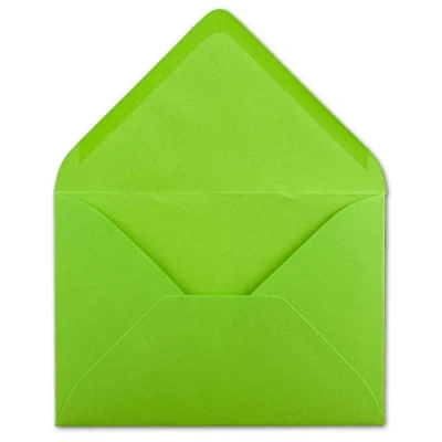 Afbeelding van Enveloppen, 100 stuks, C6, lichtgroen, 11,4 x 16,2 cm, 120 g/m², natte plakrand enveloppen zonder venster, voor uitnodigingen van je glüxx agent