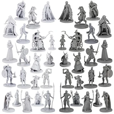 Afbeelding van Path Gaming Town Folks Set, 40 Fantasy Tafelblad Miniaturen voor Dungeons and Dragons Miniaturen. 28MM geschaald 20 unieke ontwerpen, bulk ongelakte miniaturen, Great D &amp; Grey