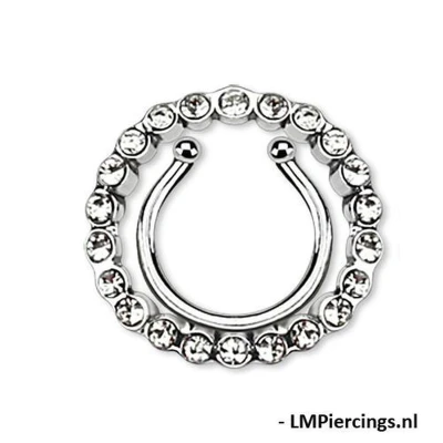 Afbeelding van Fake tepelpiercing Gem clip wit