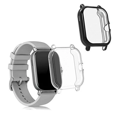 Afbeelding van kwmobile 2x smartwatch hoes geschikt voor Huami Amazfit GTS 3 / 2 2e hoesje Siliconen sporthorloge cover Activity tracker case in zwart transparant