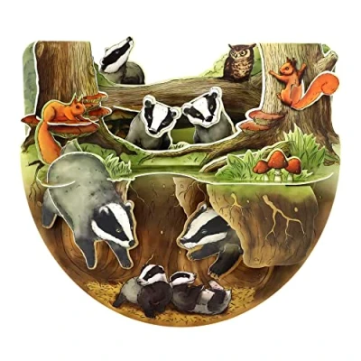 Afbeelding van SANTORO Popnrock, 3D Pop Up Wenskaart Dassen Wildlife Verjaardagskaart voor haar, hem, kinderen Verjaardag
