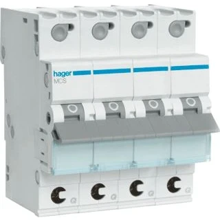 Afbeelding van Hager installatieautomaat 3p n 6ka c karakteristiek 20a 4 modulen qc quickconnect steekverbinding mcs620e