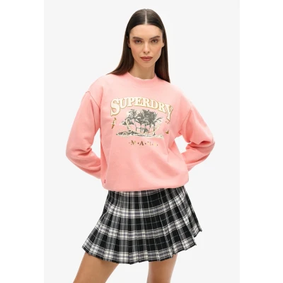 Afbeelding van Superdry Vrouwen Travel Souvenir Sweatshirt met Losse Pasvorm Roze Grootte: 42