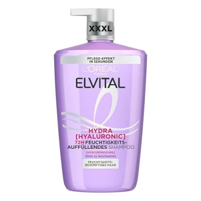 Afbeelding van L&#039;Oréal Paris Elvital Hydra Hyaluronic hydraterende XXL shampoo voor glanzend haar, hyaluronshampoo een vochtboost en bescherming, langdurige hydratatie verzorging, 1000 ml
