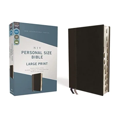 Afbeelding van NIV, Personal Size Bible, Large Print, Leathersoft, Black, Red Letter, Thumb Indexed, Comfort Print