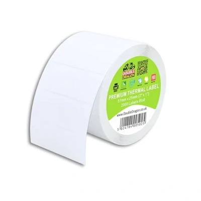 Afbeelding van Double Dragon, 2.000 Direct Thermische Etiketten, 51mm x 25mm Premium Gecoate, Zelfklevende Stickers Compatibel met Zebra, MUNBYN, Toshiba, Citizen, Eltron Printers