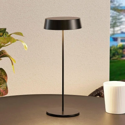 Afbeelding van Lucande LED oplaadbare tafellamp Tibia, zwart, aluminium, USB, IP54