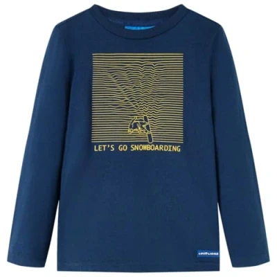 Afbeelding van Kindershirt met lange mouwen snowboardprint 92 marineblauw