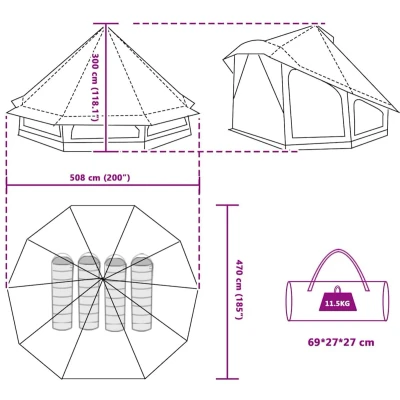 Afbeelding van vidaXL Familietent Tipi in Grijs en Oranje voor 10 Personen Waterdicht