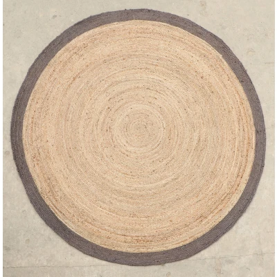 Afbeelding van Vloerkleed Jaipur Jute Tapijt 100% Beige Zwart rond 200 cm