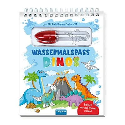 Afbeelding van Trötsch Wassermalspaß mit Zauberstift Dinosaurier: Malblock nachfüllbarem Wassermalstift