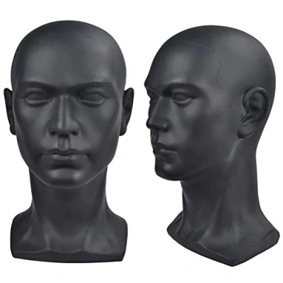 Afbeelding van Davinona Ba Sha Zwart Glanzend Professionele Mannelijke Mannequin Hoofd voor Display Headset, Hoofdtelefoon, Game Console, Hoeden, Pruiken Sieraden