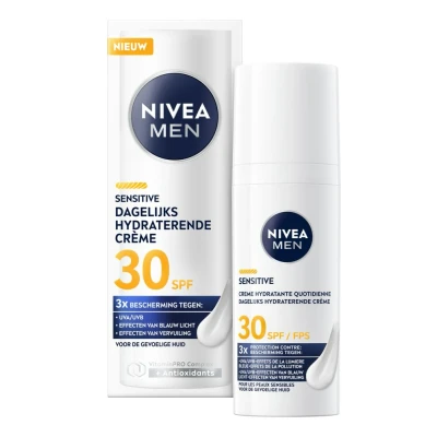 Afbeelding van NIVEA MEN Sensitive Dagelijkse Beschermende Hydraterende Crème Gezichtscrème Gevoelige huid SPF30 50ml