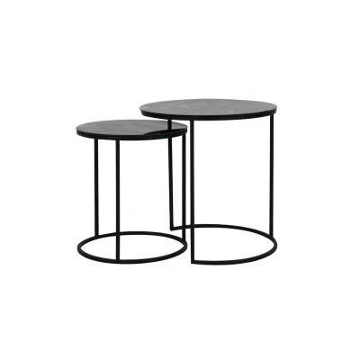 Afbeelding van Light &amp; Living Bijzettafel TABUN Ø50x52cm Zwart Set van 2