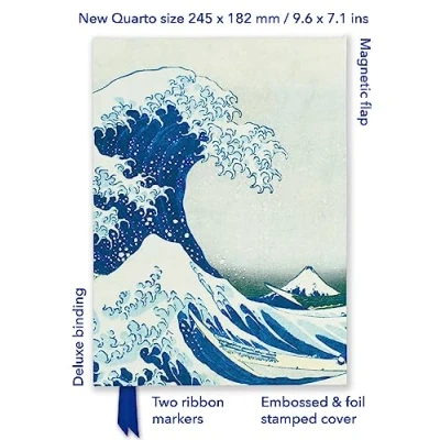 Afbeelding van Flame Tree Quarto Notebook Katsushika Hokusai: The Great Wave (Foiled Journal)