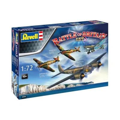 Afbeelding van 1:72 Revell 03766 Battle of Britain 85th Anniversary Spitfire + Hurricane 2x Junkers Vliegtuigen Plastic Modelbouwpakket